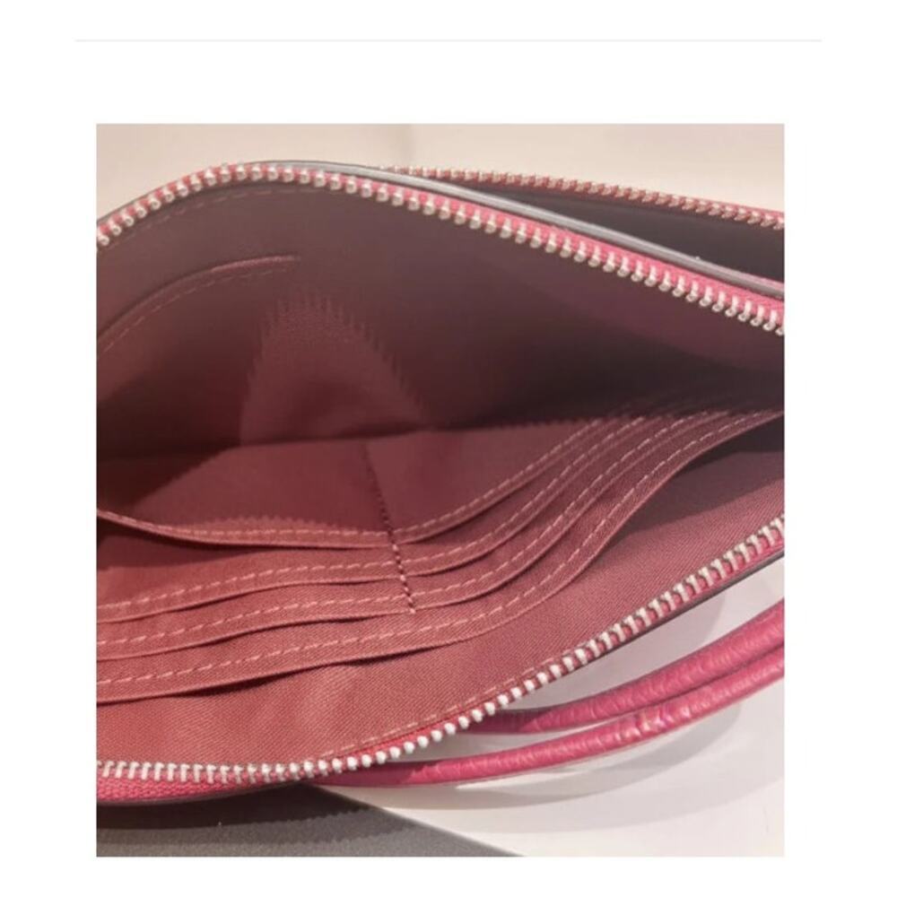 Coach CAA84 Double Zip Phone Wallet Red Bow Signature Canvas Wristlet - Picture 5 of 9